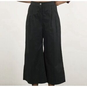 WRAY Black Cotton Pleated Wide Leg Cropped Culotte‎ Trousers Pants Size 10